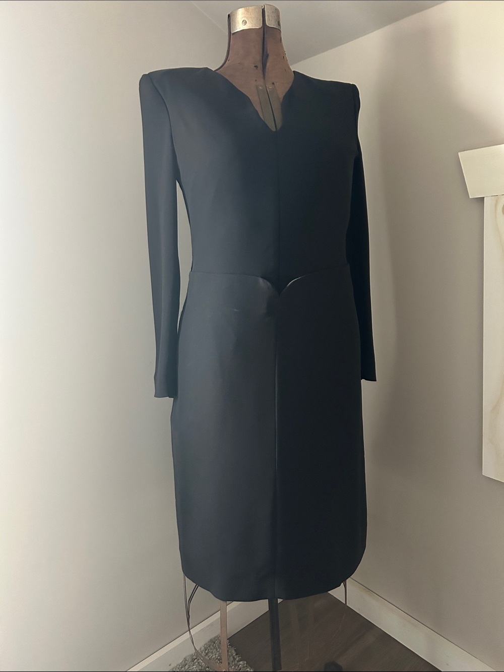 Giorgio Armani Black Long-Sleeve Tailored Sheath Dress